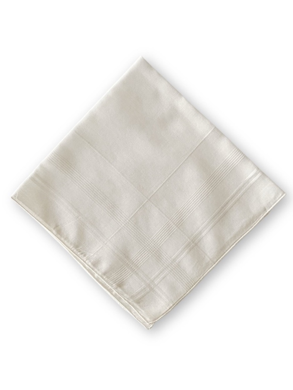 Antique Midcentury White Linen Cross Stitch Striped Handkerchief